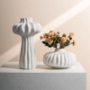White Pumpkin Ceramic Vase – Modern Decorative Ornament for Living Room (set of 2)