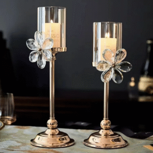 european luxury crystal petal glass candlestick holder retro home table decoration romantic candlelight candlestick holder