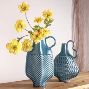 hot selling ceramic vase high end vintage porcelain ornaments ins style high value insert special shaped blue vase
