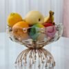 Light Luxury European Fruit Plate Manufacturer Creative Snacks Metal Cross-border Fruit Plate Glass Coffee Table Fruit Plate