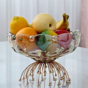 light luxury european fruit plate manufacturer creative snacks metal cross border fruit plate glass coffee table fruit plate