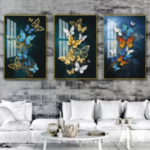 Butterfly 5d Diamond Crystal Porcelain Painting 3d Wall Painting Decor(set of 3)