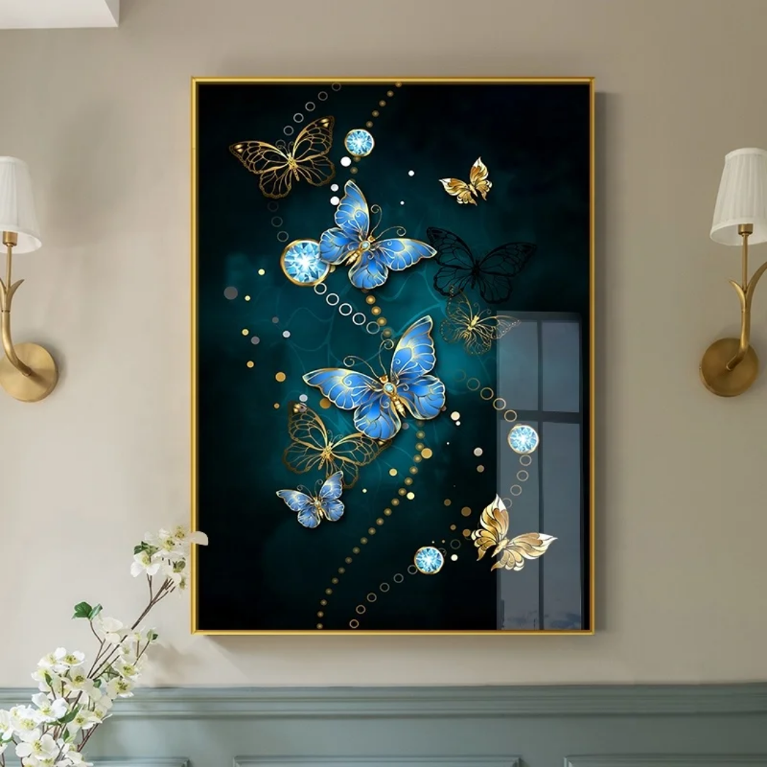 Butterfly 5d Diamond Crystal Porcelain Painting 3d Wall Painting Decor(set of 3) - Image 3